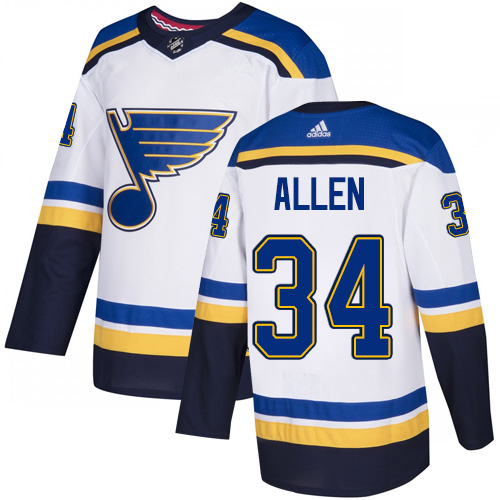 Blues #34 Jake Allen White Road Authentic Stitched Hockey Jersey Blues #34 Jake Allen White Road Authentic Stitched Hockey Jersey
