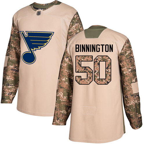 Blues #50 Jordan Binnington Camo Authentic 2017 Veterans Day Stitched Hockey Jersey Blues #50 Jordan Binnington Camo Authentic 2017 Veterans Day Stitched Hockey Jersey
