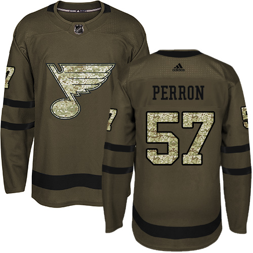 Blues #57 David Perron Green Salute to Service Stitched Hockey Jersey