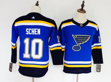 Blues 10 Brayden Schen Blue Youth Adidas Jersey