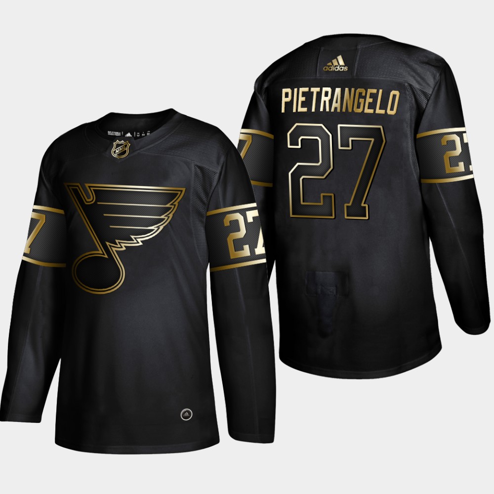 Blues 27 Alex Pietrangelo Black Gold Adidas Jersey Blues 27 Alex Pietrangelo Black Gold Adidas Jersey