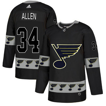 Blues 34 Jake Allen Black Team Logos Fashion Adidas Jersey