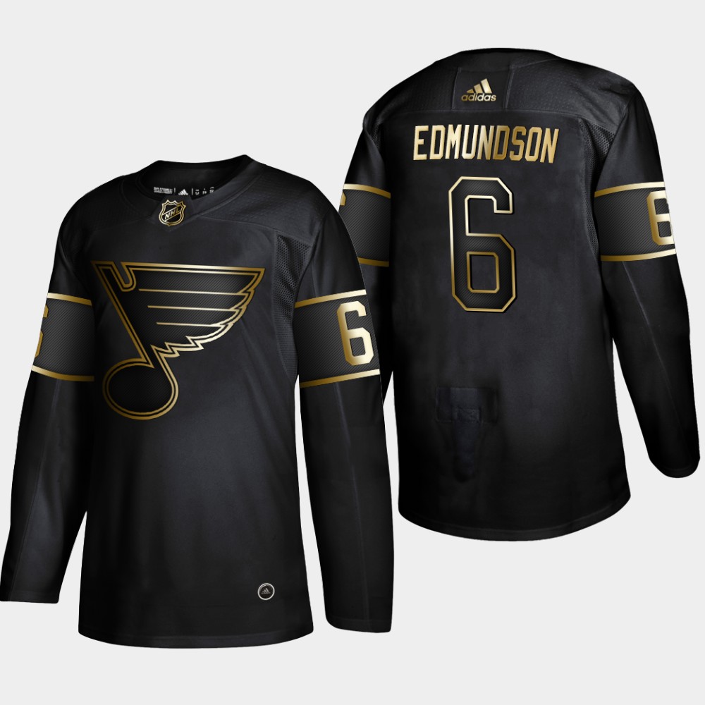 Blues 6 Joel Edmundson Black Gold Adidas Jersey