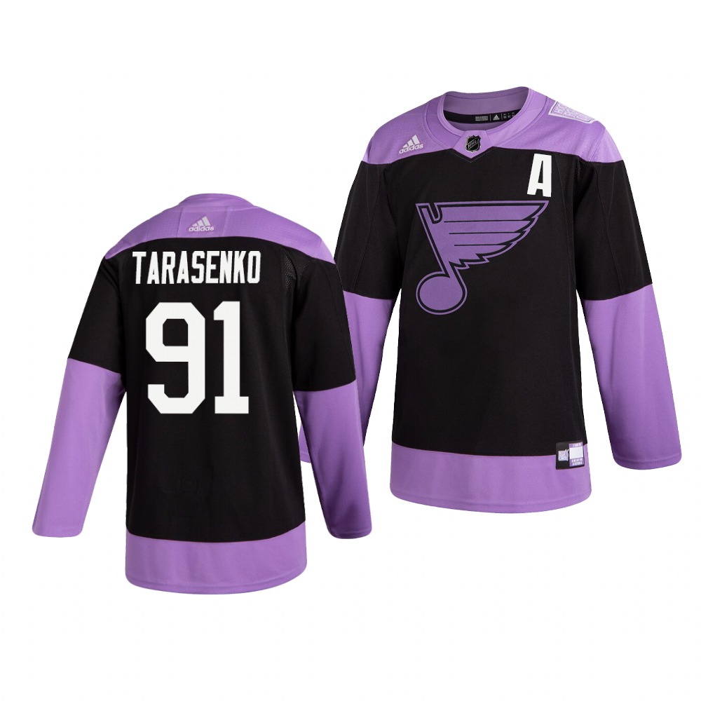 Blues 91 Vladimir Tarasenko Black Purple Hockey Fights Cancer Adidas Jersey Blues 91 Vladimir Tarasenko Black Purple Hockey Fights Cancer Adidas Jersey
