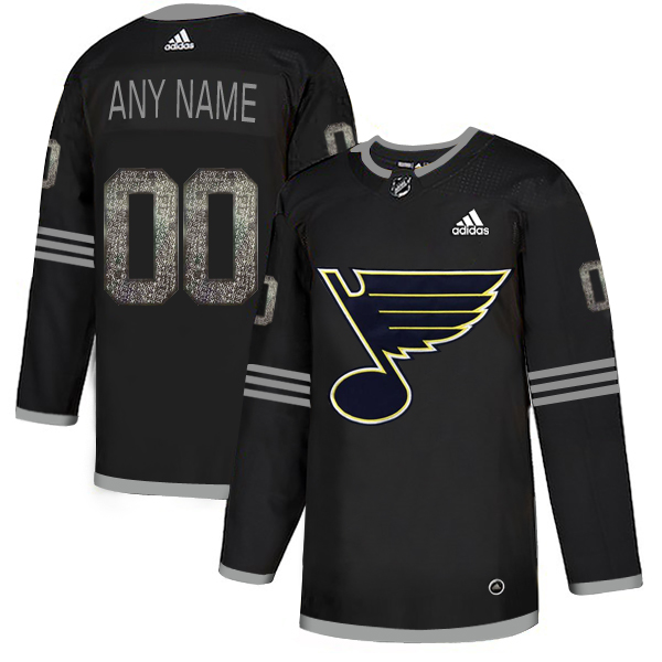 Blues Black Shadow Logo Print Men's Customized Adidas Jersey