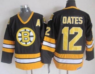 Boston Bruins #12 Adam Oates Black-Yellow CCM Throwback Stitched NHL Jersey