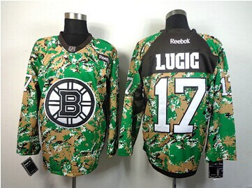 Boston Bruins #17 Milan Lucic Camo Veterans Day Practice NHL Jersey