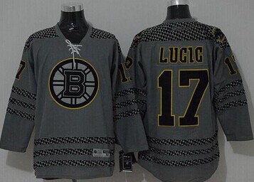 Boston Bruins #17 Milan Lucic Charcoal Cross Check Fashion Stitched NHL Jersey
