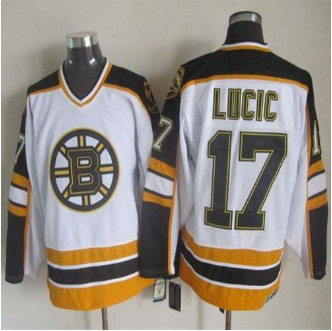 Boston Bruins #17 Milan Lucic White Black CCM Throwback Stitched NHL Jersey