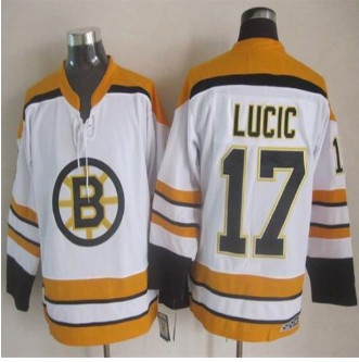 Boston Bruins #17 Milan Lucic White CCM Throwback Stitched NHL Jersey
