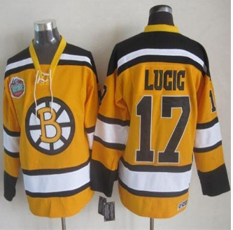 Boston Bruins #17 Milan Lucic Yellow Winter Classic CCM Throwback Stitched NHL Jersey