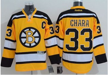Boston Bruins #33 Zdeno Chara Yellow Stitched NHL Jersey