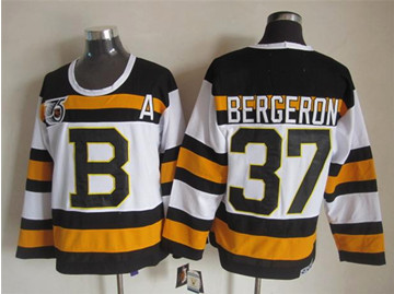 Boston Bruins #37 Patrice Bergeron 75 anniversary Stitched NHL Jersey