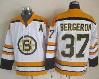 Boston Bruins #37 Patrice Bergeron White CCM Throwback Stitched NHL Jersey