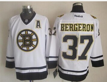 Boston Bruins #37 Patrice Bergeron White Fashion Stitched NHL Jersey