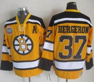 Boston Bruins #37 Patrice Bergeron Yellow Winter Classic CCM Throwback Stitched NHL Jersey
