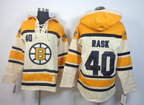 Boston Bruins #40 Tuukka Rask Cream Sawyer Hooded Sweatshirt Stitched NHL Jersey Boston Bruins #40 Tuukka Rask Cream Sawyer Hooded Sweatshirt Stitched NHL Jersey