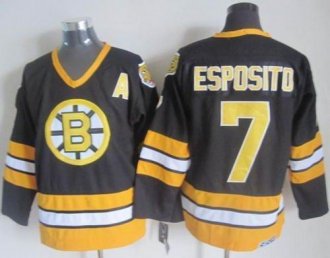 Boston Bruins #7 Phil Esposito Black-Yellow CCM Throwback Stitched NHL Jersey