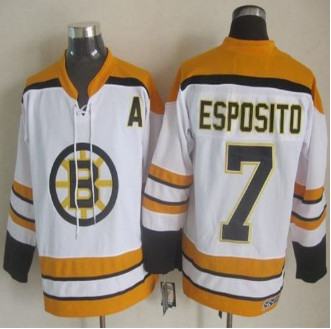 Boston Bruins #7 Phil Esposito White CCM Throwback Stitched NHL Jersey