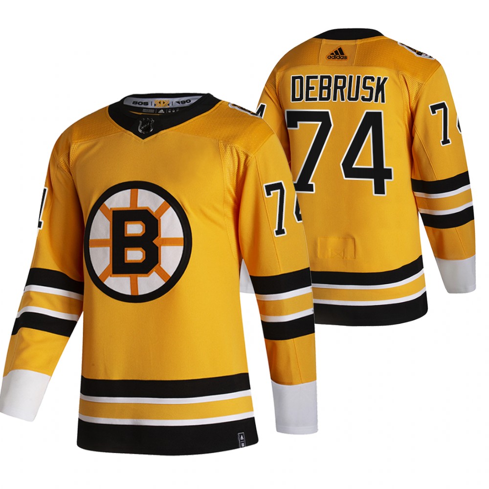 Boston Bruins #74 Jake DeBrusk Yellow Men's Adidas 2020-21 Reverse Retro Alternate NHL Jersey Boston Bruins #74 Jake DeBrusk Yellow Men's Adidas 2020-21 Reverse Retro Alternate NHL Jersey