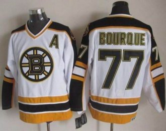 Boston Bruins #77 Ray Bourque White-Black CCM Throwback Stitched NHL Jersey
