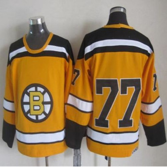 Boston Bruins #77 Ray Bourque Yellow CCM Throwback Stitched NHL Jersey