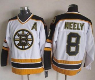 Boston Bruins #8 Cam Neely White-Black CCM Throwback Stitched NHL Jersey