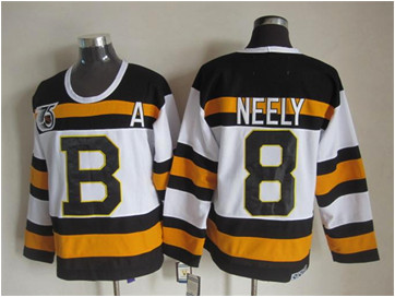 Boston Bruins #8 Neely 75 anniversary Stitched Black NHL Jersey