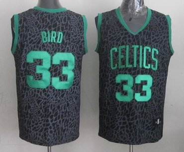 Boston Celtics #33 Larry Bird Black Crazy Light NBA Jersey