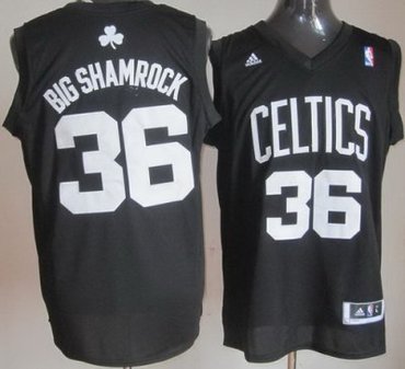 Boston Celtics 36 Shaquille O'Neal BIG SHAMROCK Fashion Swingman Black NBA Jerseys