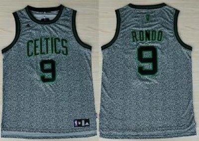 Boston Celtics 9 Rajon Rondo Grey Grey Static Fashion Swingman NBA Jerseys