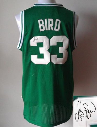 Boston Celtics Revolution 30 Autographed #33 Larry Bird Green Stitched NBA Jersey