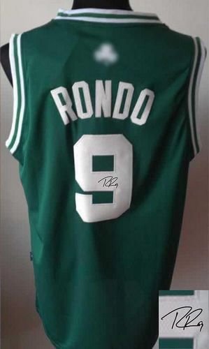 Boston Celtics Revolution 30 Autographed #9 Rajon Rondo Green(White No.) Stitched NBA Jersey