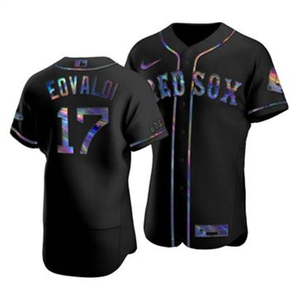 Boston Red Sox #17 Nathan Eovaldi Men's Nike Iridescent Holographic Collection MLB Jersey - Black Boston Red Sox #17 Nathan Eovaldi Men's Nike Iridescent Holographic Collection MLB Jersey - Black