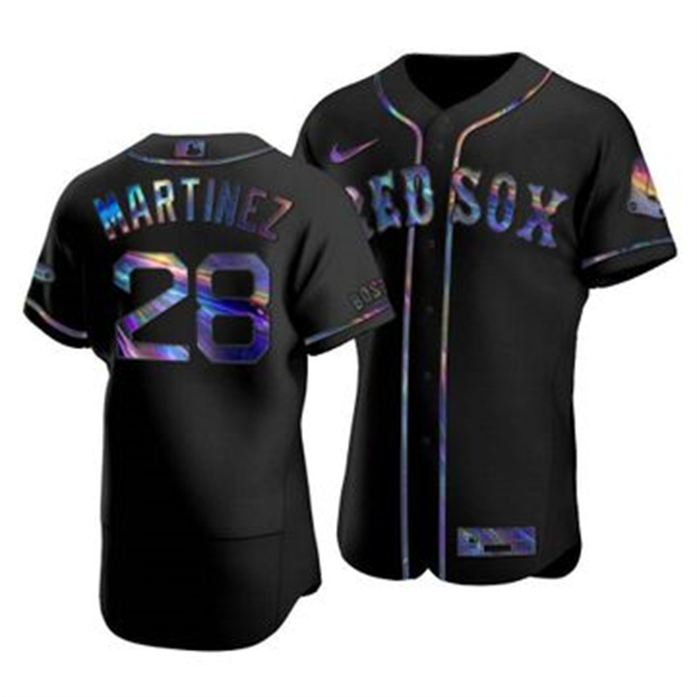 Boston Red Sox #28 J.D. Martinez Men's Nike Iridescent Holographic Collection MLB Jersey - Black Boston Red Sox #28 J.D. Martinez Men's Nike Iridescent Holographic Collection MLB Jersey - Black