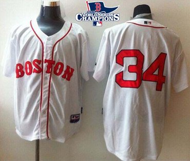 Boston Red Sox #34 David Ortiz White Cool Base 2013 World Series Champions Patch Stitched Baseball Jersey