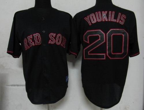 Boston Red Sox 20 Kevin Youkilis Pitch Black Fashion Jersey