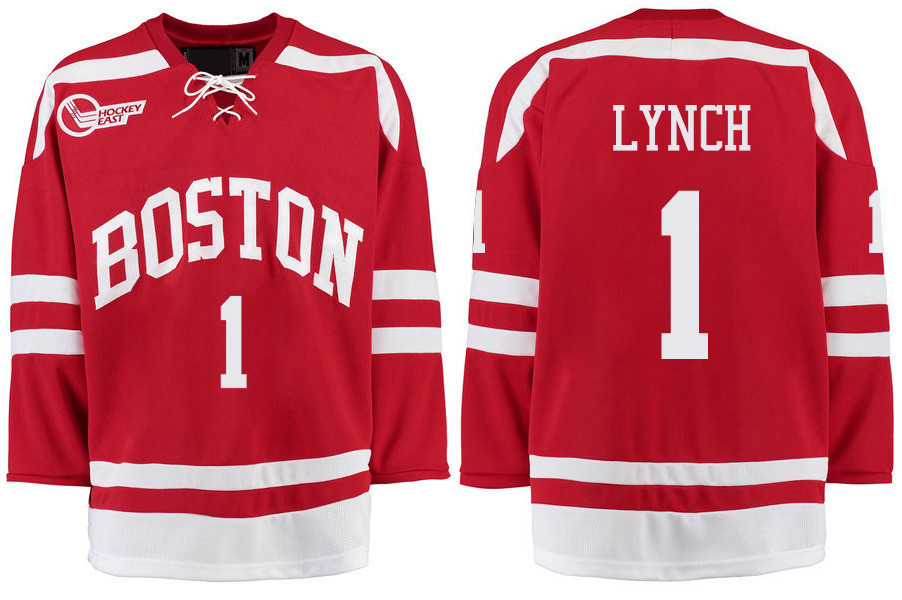 Boston University Terriers BU 1 Nico Lynch Red Stitched Hockey Jersey Boston University Terriers BU 1 Nico Lynch Red Stitched Hockey Jersey