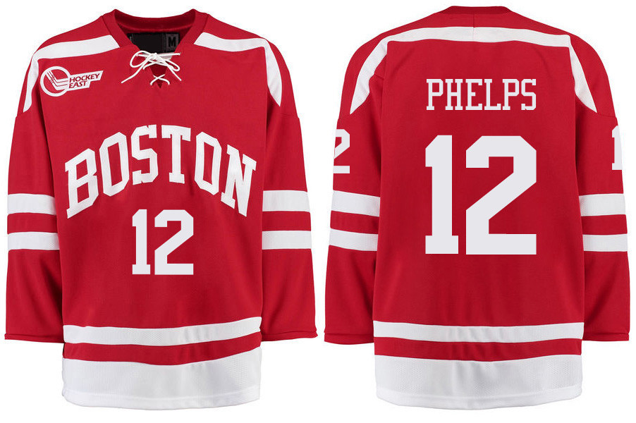 Boston University Terriers BU 12 Chase Phelps Red Stitched Hockey Jersey Boston University Terriers BU 12 Chase Phelps Red Stitched Hockey Jersey