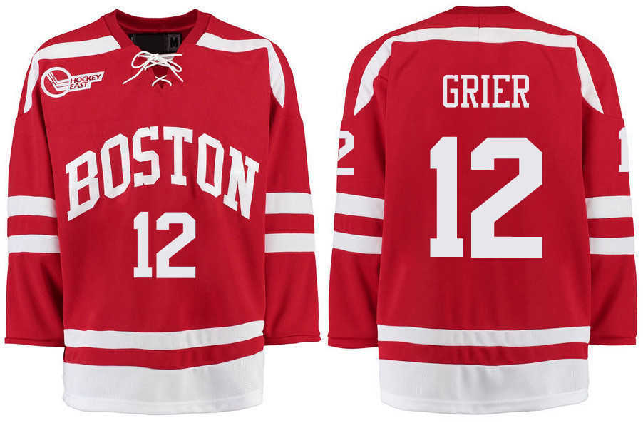 Boston University Terriers BU 12 Mike Grier Red Stitched Hockey Jersey Boston University Terriers BU 12 Mike Grier Red Stitched Hockey Jersey