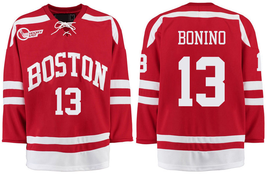Boston University Terriers BU 13 Nick Bonino Red Stitched Hockey Jersey Boston University Terriers BU 13 Nick Bonino Red Stitched Hockey Jersey