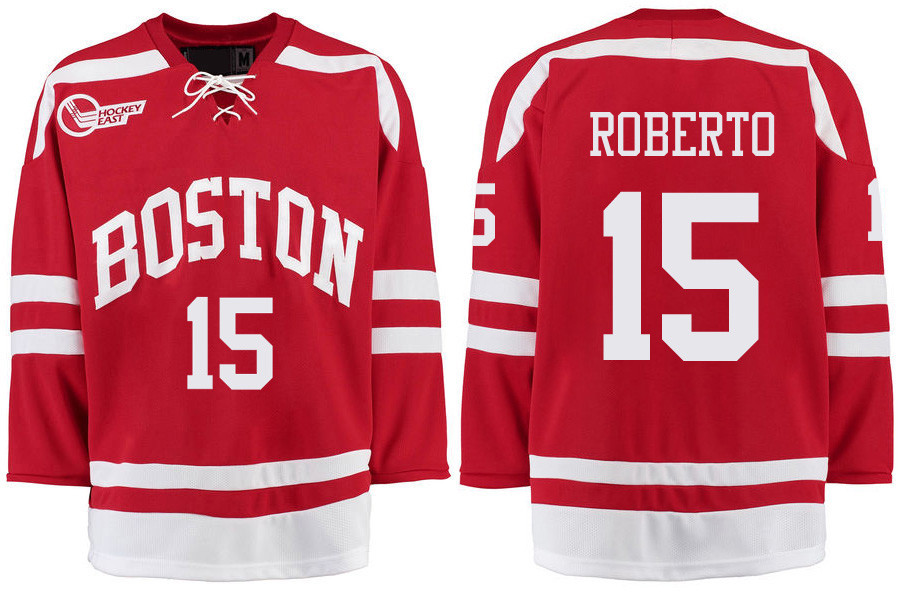 Boston University Terriers BU 15 Nick Roberto Red Stitched Hockey Jersey Boston University Terriers BU 15 Nick Roberto Red Stitched Hockey Jersey