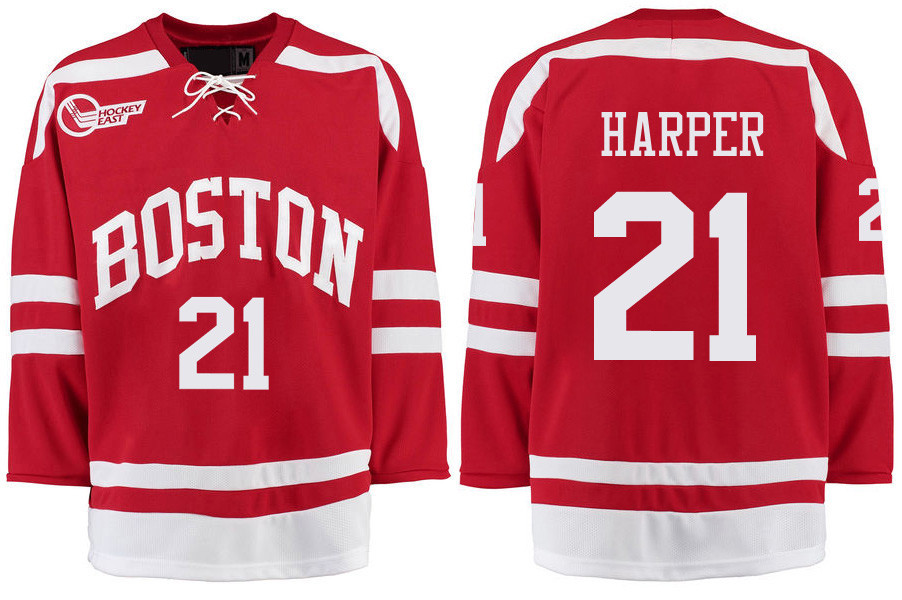 Boston University Terriers BU 21 Patrick Harper Red Stitched Hockey Jersey Boston University Terriers BU 21 Patrick Harper Red Stitched Hockey Jersey