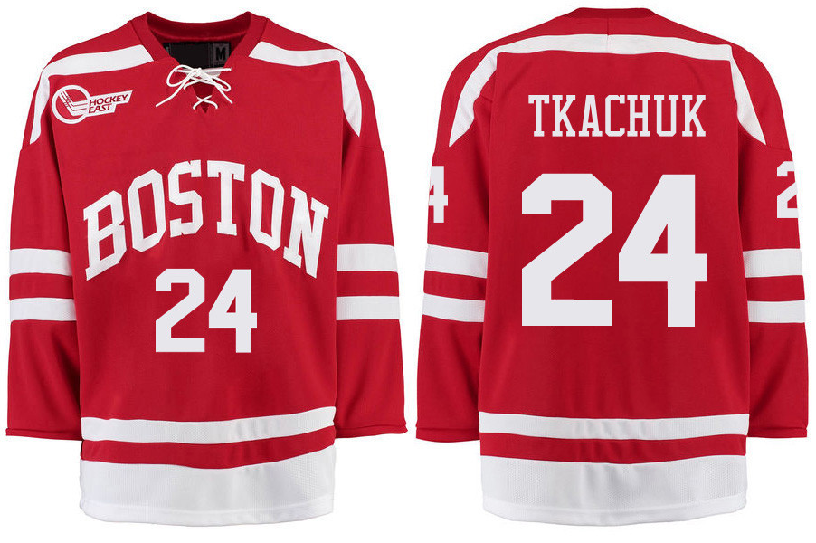 Boston University Terriers BU 24 Keith Tkachuk Red Stitched Hockey Jersey Boston University Terriers BU 24 Keith Tkachuk Red Stitched Hockey Jersey