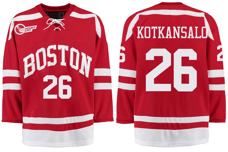 Boston University Terriers BU 26 Kasper Kotkansalo Red Stitched Hockey Jersey Boston University Terriers BU 26 Kasper Kotkansalo Red Stitched Hockey Jersey