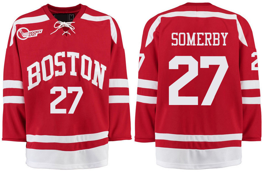 Boston University Terriers BU 27 Doyle Somerby Red Stitched Hockey Jersey Boston University Terriers BU 27 Doyle Somerby Red Stitched Hockey Jersey