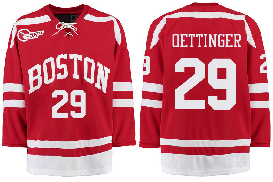 Boston University Terriers BU 29 Jake Oettinger Red Stitched Hockey Jersey Boston University Terriers BU 29 Jake Oettinger Red Stitched Hockey Jersey