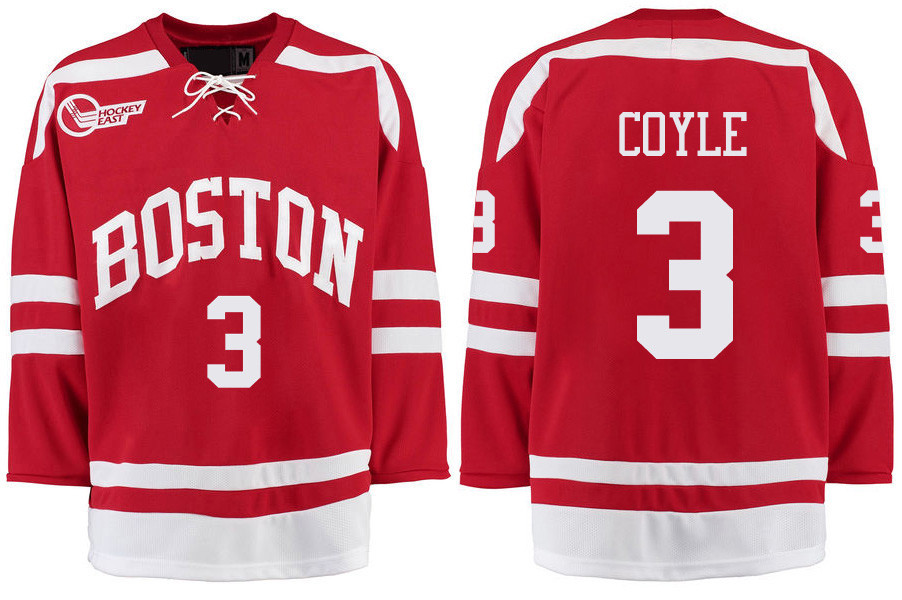 Boston University Terriers BU 3 Charlie Coyle Red Stitched Hockey Jersey Boston University Terriers BU 3 Charlie Coyle Red Stitched Hockey Jersey