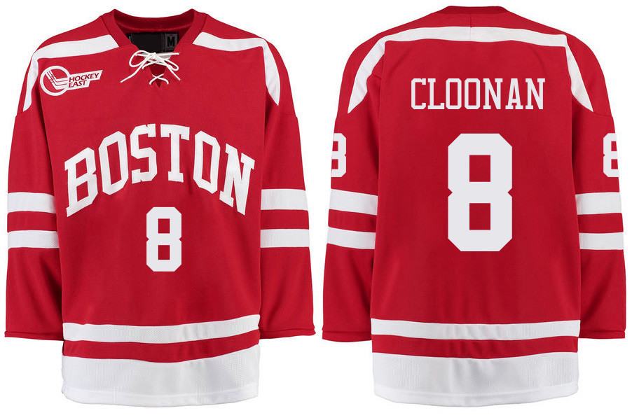 Boston University Terriers BU 8 Ryan Cloonan Red Stitched Hockey Jersey Boston University Terriers BU 8 Ryan Cloonan Red Stitched Hockey Jersey