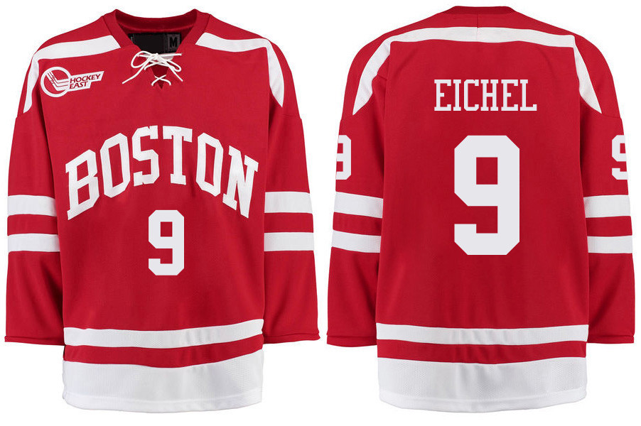 Boston University Terriers BU 9 Jack Eichel Red Stitched Hockey Jersey Boston University Terriers BU 9 Jack Eichel Red Stitched Hockey Jersey